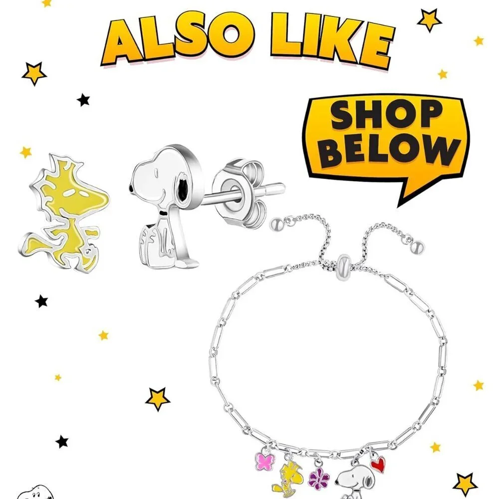 Snoopy & Woodstock Necklaces Silver Flash-Plated Red Crystal or Charm Jewelry - Picture 6 of 6